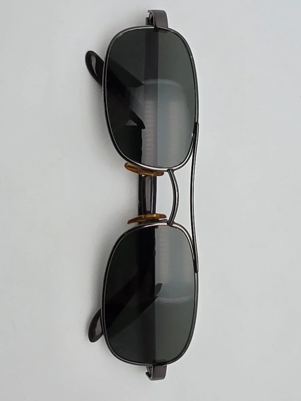 Giorgio Armani 678 1144 Small Pewter Frame G-15 Glass Lens Aviator Sunglasses